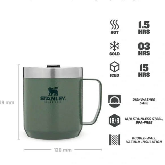 STANLEY CLASSIC LEGENDARY CAMP MUG vacuum sealed 12oz green - Picture 3 of 4